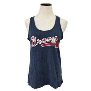 5th & Ocean MLB Atlanta Braves Blue Grey Racer Back Logo Tank Top. Size M.